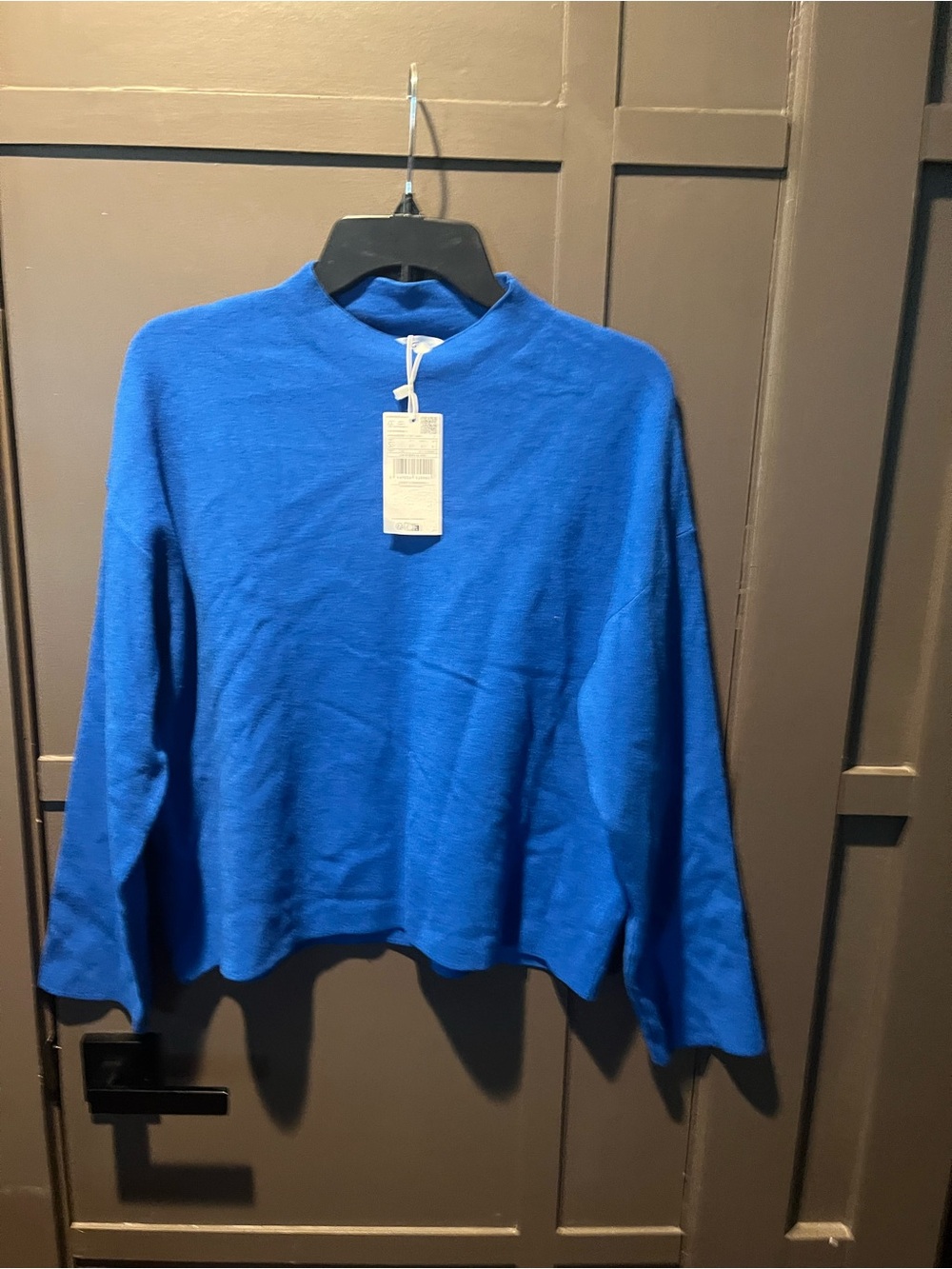 Mango Blue Women's Mock Neck Sweater Small New